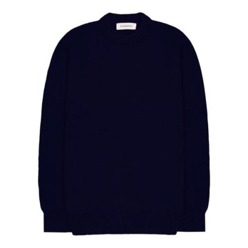 Laneus Broderad Alpacka Crewneck Sweater Blue, Herr