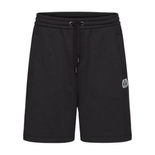 Valentino Garavani Tekniska bomull Bermuda shorts med VLogo-patch Blac...