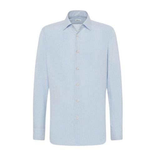 Kiton Elegant Randig Bomullsskjorta Blue, Herr