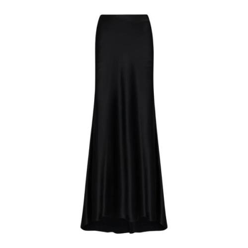 Kiton Silkesatin Maxi Kjol Black, Dam