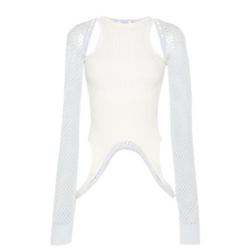 Off White Svart Stickad Crew Neck Topp White, Dam