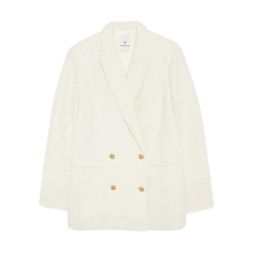 Anine Bing Elegant Tweed Blazer White, Dam