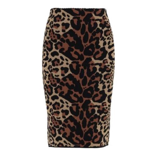 Blumarine Leopardmönstrad Högmidjekjol Multicolor, Dam