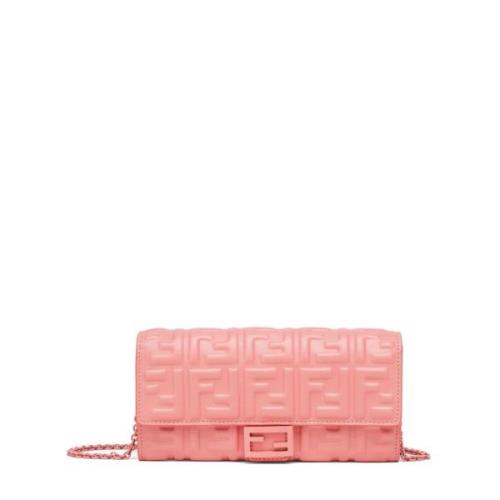 Fendi Rosa Nappa Läder Plånbok med FF Motiv Pink, Dam