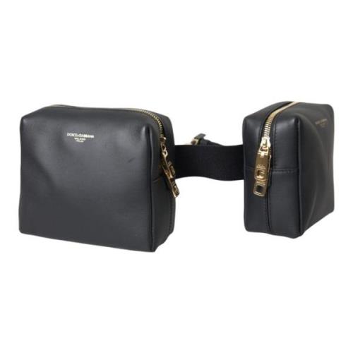 Dolce & Gabbana Svart Läder Midja Fanny Pack Väska Black, Dam