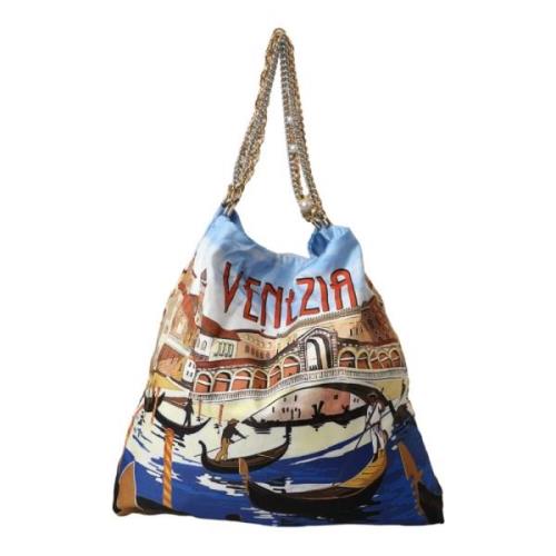 Dolce & Gabbana Multifärgad Canvas Shopping Tote Väska Multicolor, Dam