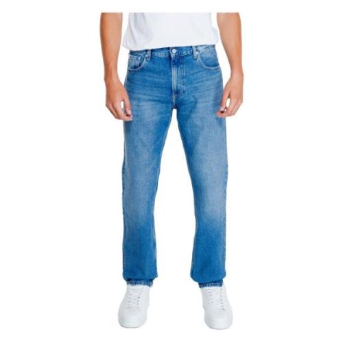 Calvin Klein Jeans Blå Plain Herr Jeans Dragkedja Knapp Blue, Herr