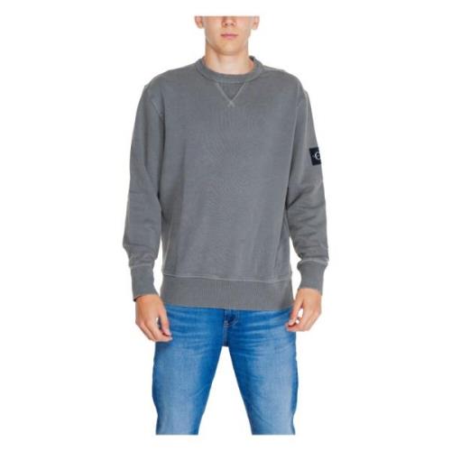 Calvin Klein Jeans Mäns Grå Bomullssweatshirt Rund Hals Gray, Herr