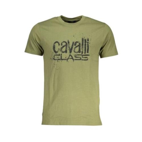 Cavalli Class Grön Bomull Logo Print T-shirt Green, Herr