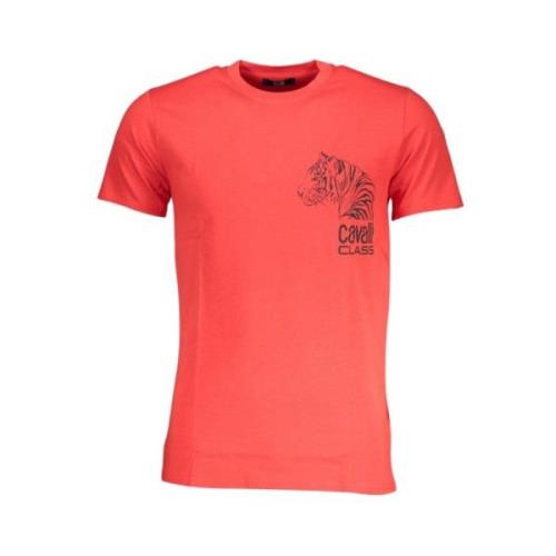 Cavalli Class Röd Bomull Tryck Logo T-shirt Red, Herr