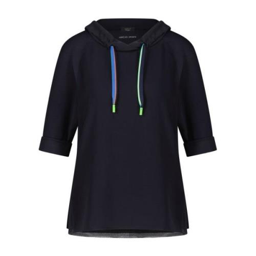 Marc Cain Sportig Hooded Shirt med Neon Mesh Black, Dam