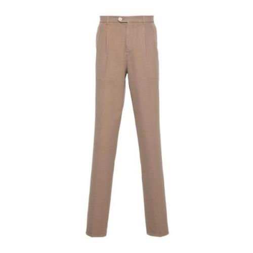 Brunello Cucinelli Jordbrun Bomull Twill Byxor Brown, Herr