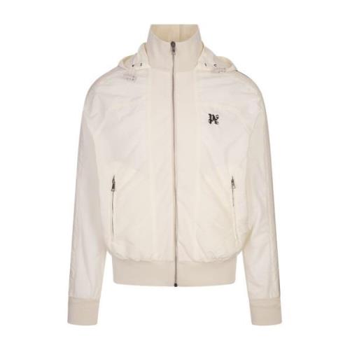 Palm Angels Vit Sportig Windbreaker Jacka med Ränder White, Herr