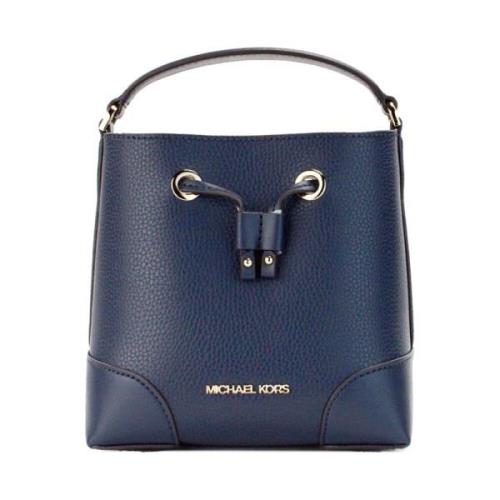 Michael Kors Navy Bucket Drawstring Crossbody Väska Blue, Dam