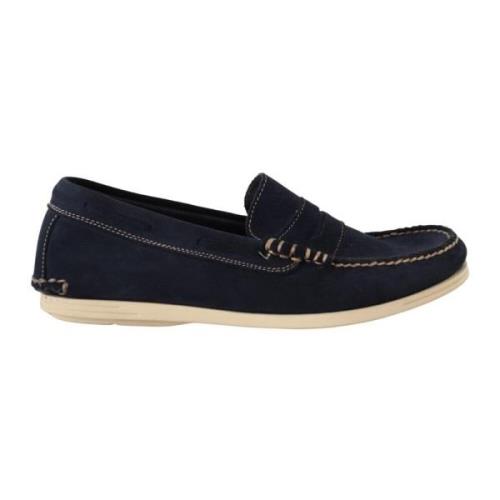 Pollini Bl Suede Mokassiner fr Mn Blue, Herr