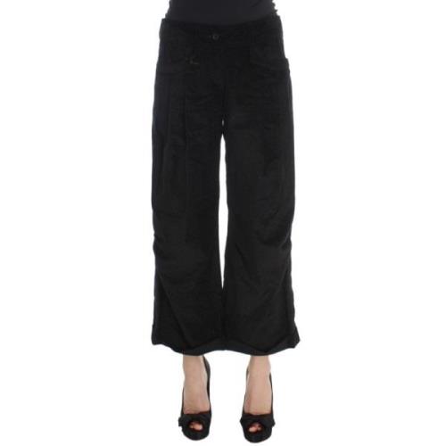 Ermanno Scervino Svarta Wide Leg Bomull Jeans Black, Dam