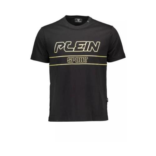 Plein Sport Ikonisk bomullst-shirt med rund hals Black, Herr