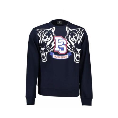 Plein Sport Blå Kontrast Sweatshirt Stilfull Sportig Blue, Herr