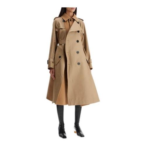 Sacai Hybrid Trench Coat i Gabardin Beige, Dam