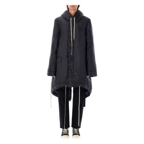 Rick Owens Svart Fishtail Parka Ytterkläder Aw24 Black, Dam