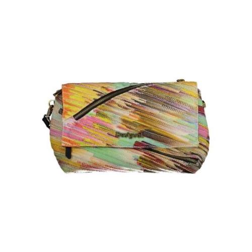 Desigual Gul Polyester Axelväska med Justerbar Rem Multicolor, Dam