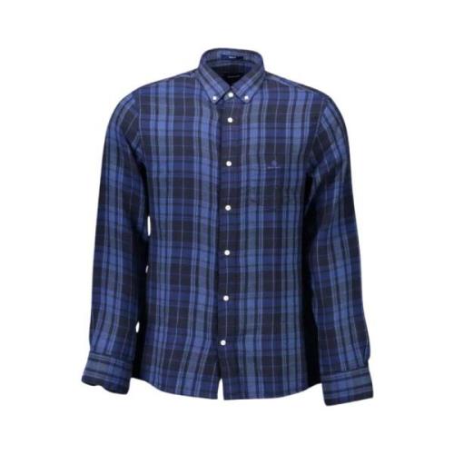 Gant Blå Button-Down Bomullsskjorta Blue, Herr