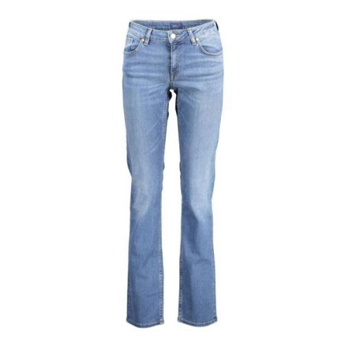 Gant Blå Slim-Fit Tvättade Jeans Blue, Dam