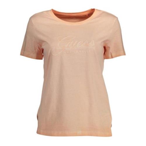 Guess Stiligt Rosa Broderad Logotyp T-shirt Pink, Dam