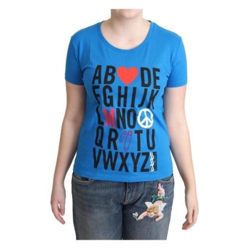 Moschino Snygg Alfabet Bomull T-shirt Blå Blue, Dam