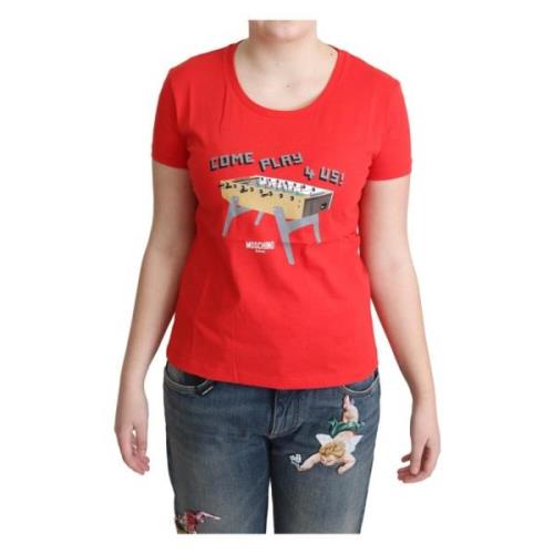 Moschino Rött bomullst-shirt med lekfullt tryck Red, Dam