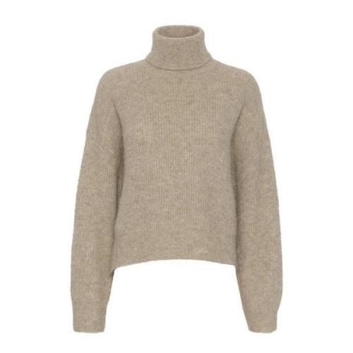 Gestuz Alphagz Rollneck Sweater Warm Sand Melange Beige, Dam