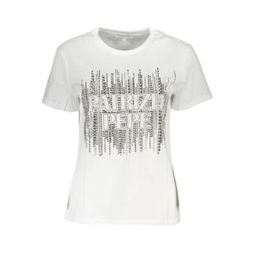 Patrizia Pepe Elegant kortärmad T-shirt med logotyp White, Dam