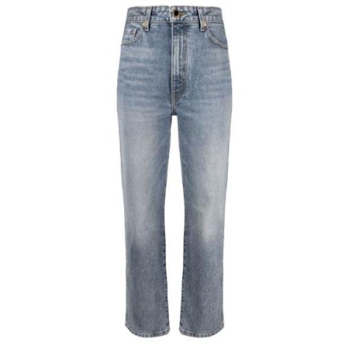 Khaite Stonewashed Straight-Leg Jeans Blue, Dam