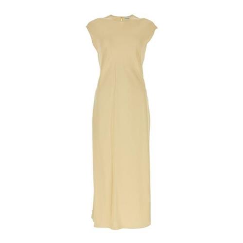 Calvin Klein Elegant Satin Midi Klänning Beige, Dam