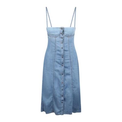 Diesel Ärmlös Denim Midi Klänning Blue, Dam