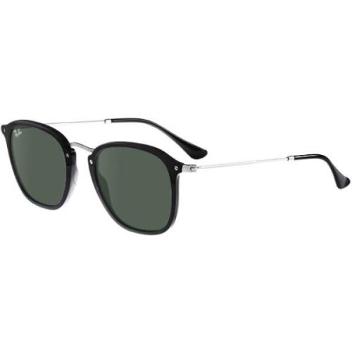 Ray-Ban Klassiska runda platta solglasögon Svart/Grön Black, Unisex