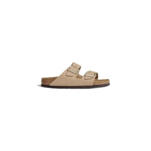 Birkenstock Nubuck Läder Dam Sandaler Beige, Dam