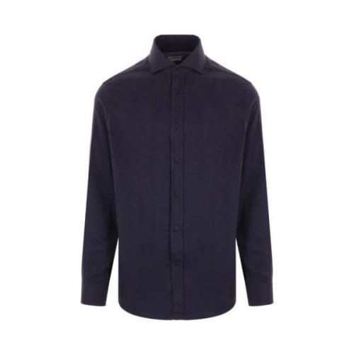 Brunello Cucinelli Navy Blue Bomullsblandning Knappad Skjorta Blue, He...