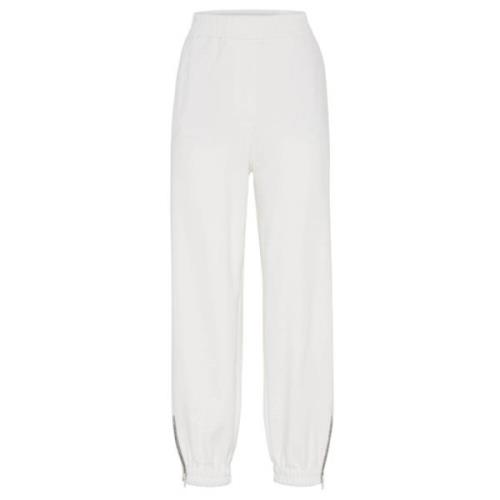 Brunello Cucinelli Vit Bomull Track Byxor White, Dam