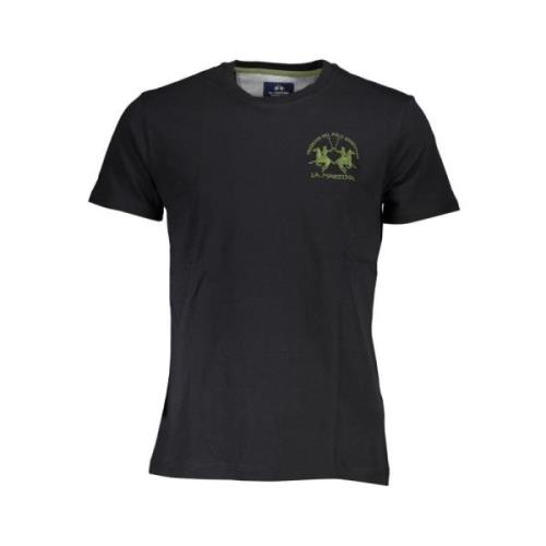 La Martina Elegant T-shirt med broderad rund hals Black, Herr