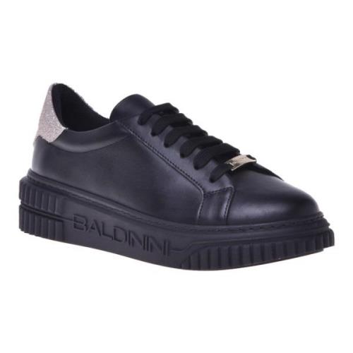 Baldinini Sneaker in black and platinum calfskin Black, Dam