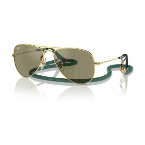 Ray-Ban Junior Aviator Metall Solglasögon Grön Spegel Yellow, Unisex