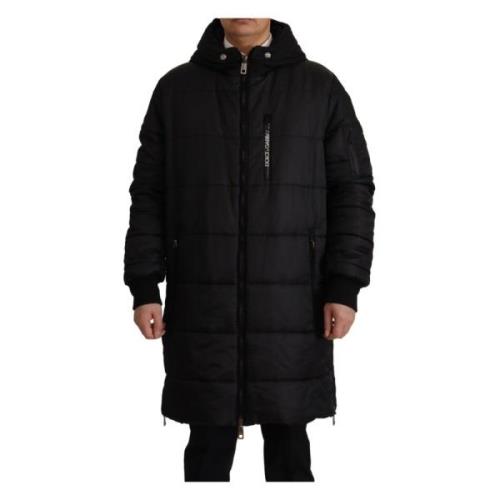 Dolce & Gabbana Lyxig Hooded Parka Vinterjacka Black, Herr