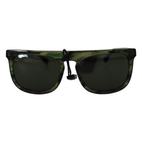 Dolce & Gabbana Grön Ram Svart Lins Solglasögon Green, Unisex