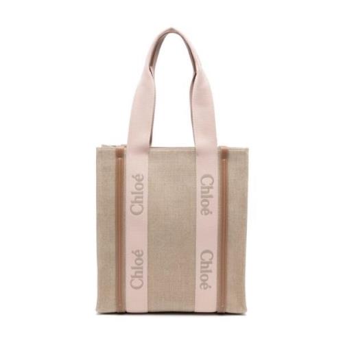 Chloé Beige Linne Läder Band Väska Beige, Dam