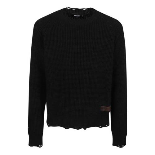 Dsquared2 Svart Ull Crew Neck Tröja Black, Herr