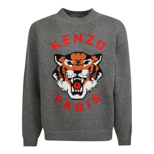 Kenzo Grå Lucky Tiger Sweater Aw24 Gray, Herr