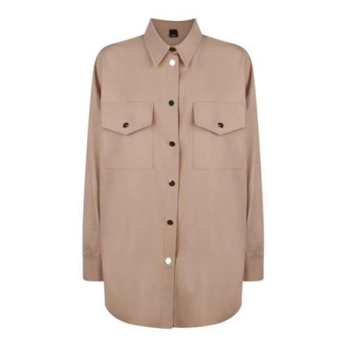 Pinko Beige Skjorta med Gyllene Knappar Beige, Dam