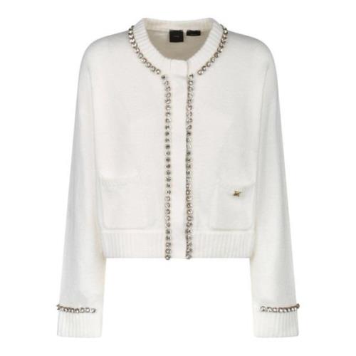 Pinko Vit Cardigan med Glittrande Detaljer White, Dam