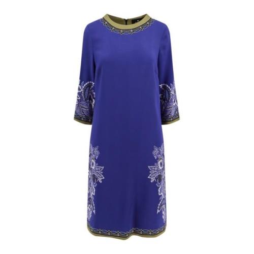 Etro Blå Blommig Viskosklänning Elegant Stil Blue, Dam